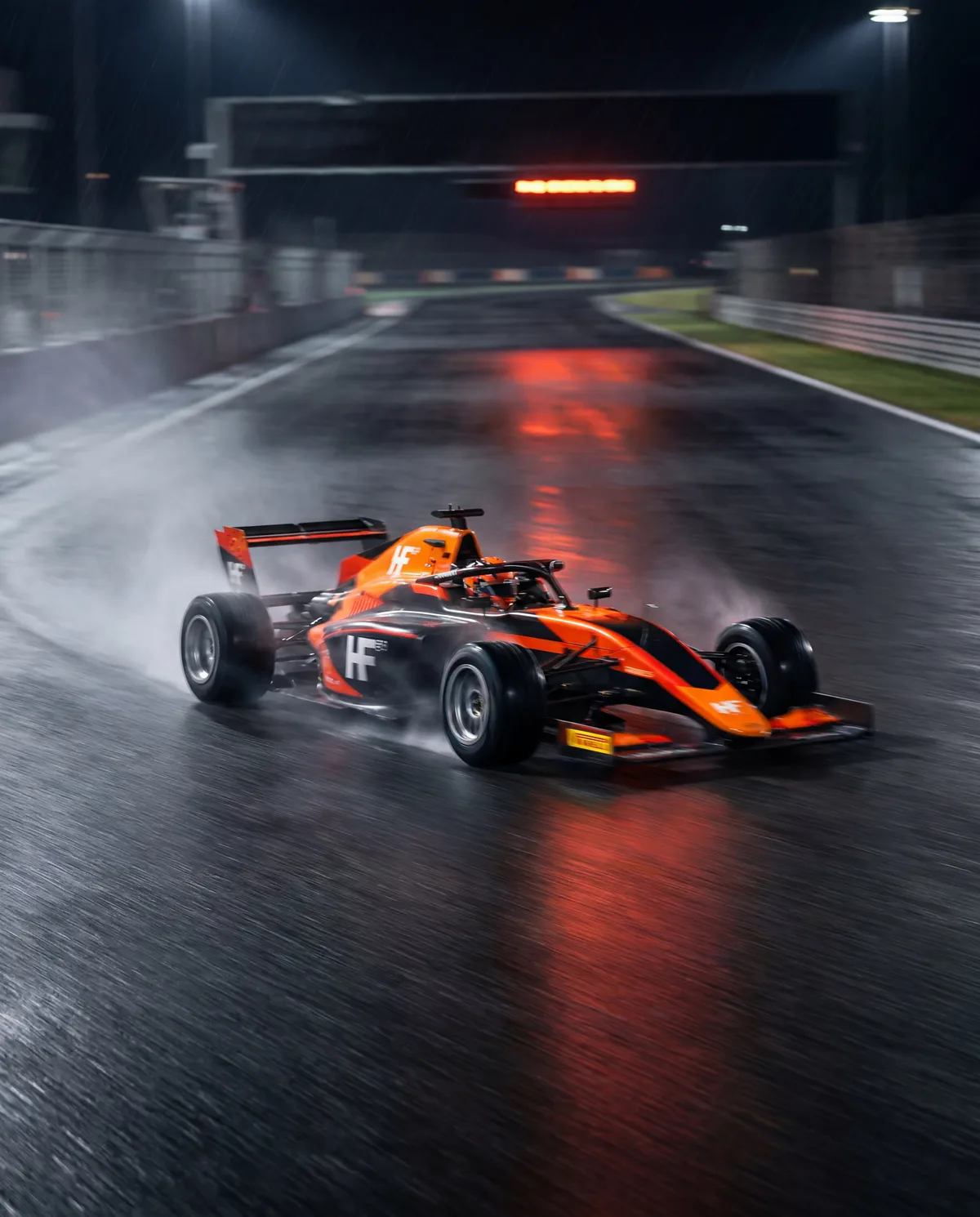 Funded traders racing on a neon track
